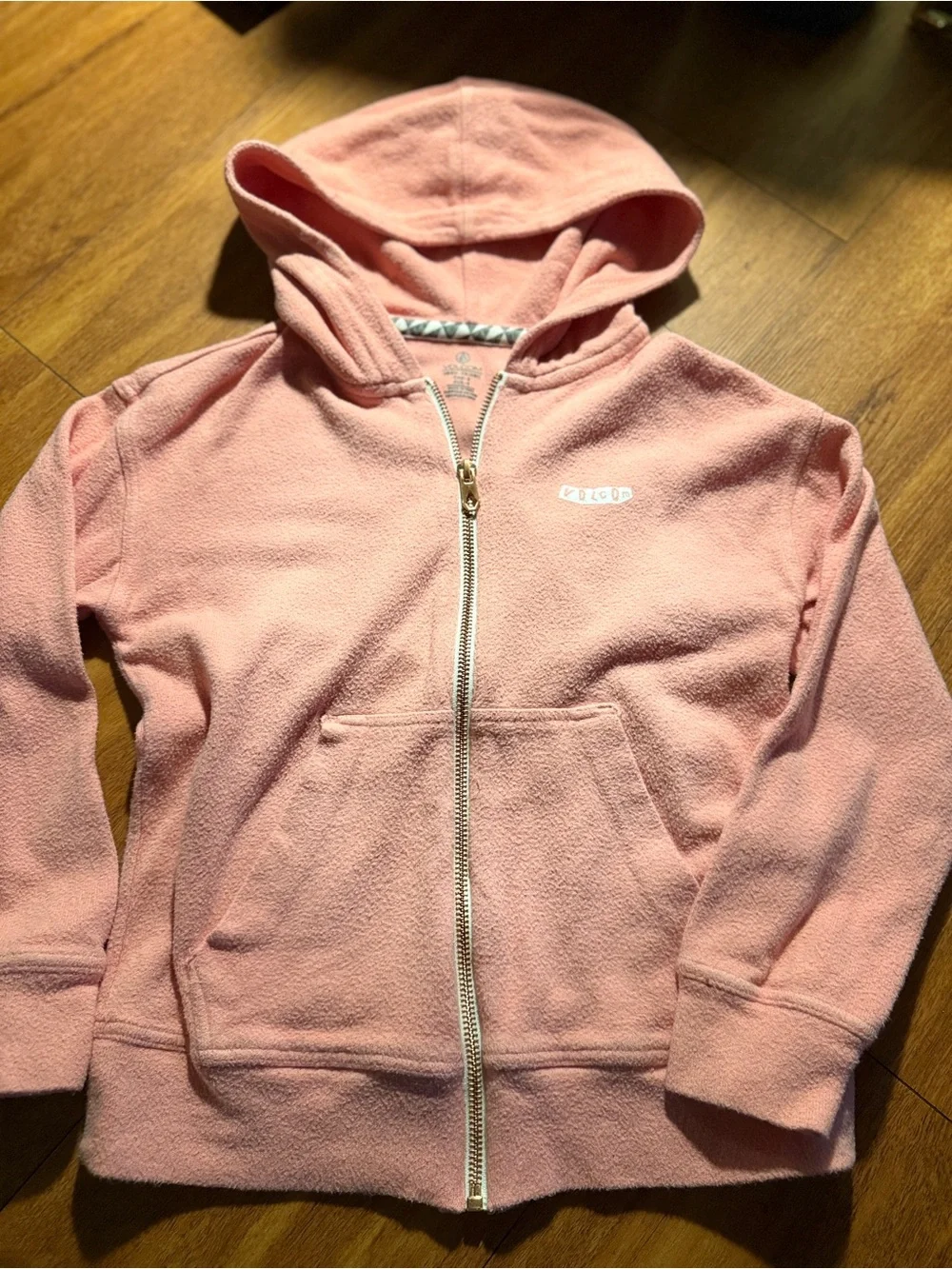 Volcom Pink Zip-Up Hooded Sweatshirt for Kids